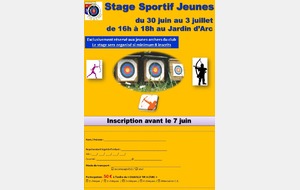 STAGE SPORTIF JEUNES - 30 JUIN AU 3 JUILLET